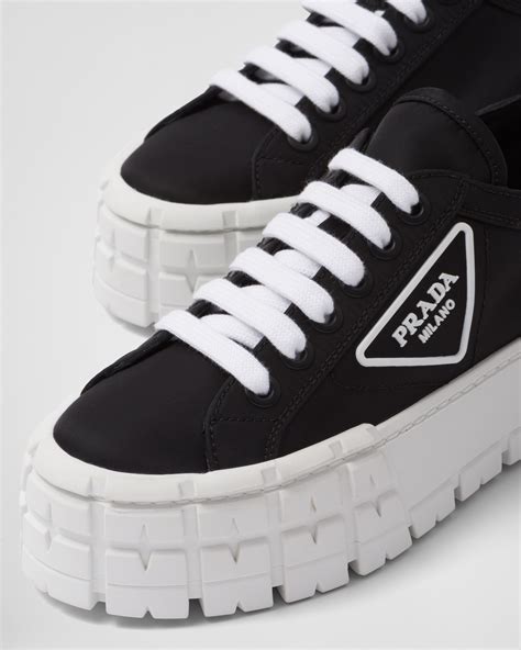 double wheel platform sneaker prada|prada leather high top sneakers.